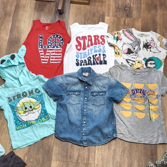 Denim Button-Up Kids Tank Top - Picture 1 of 13